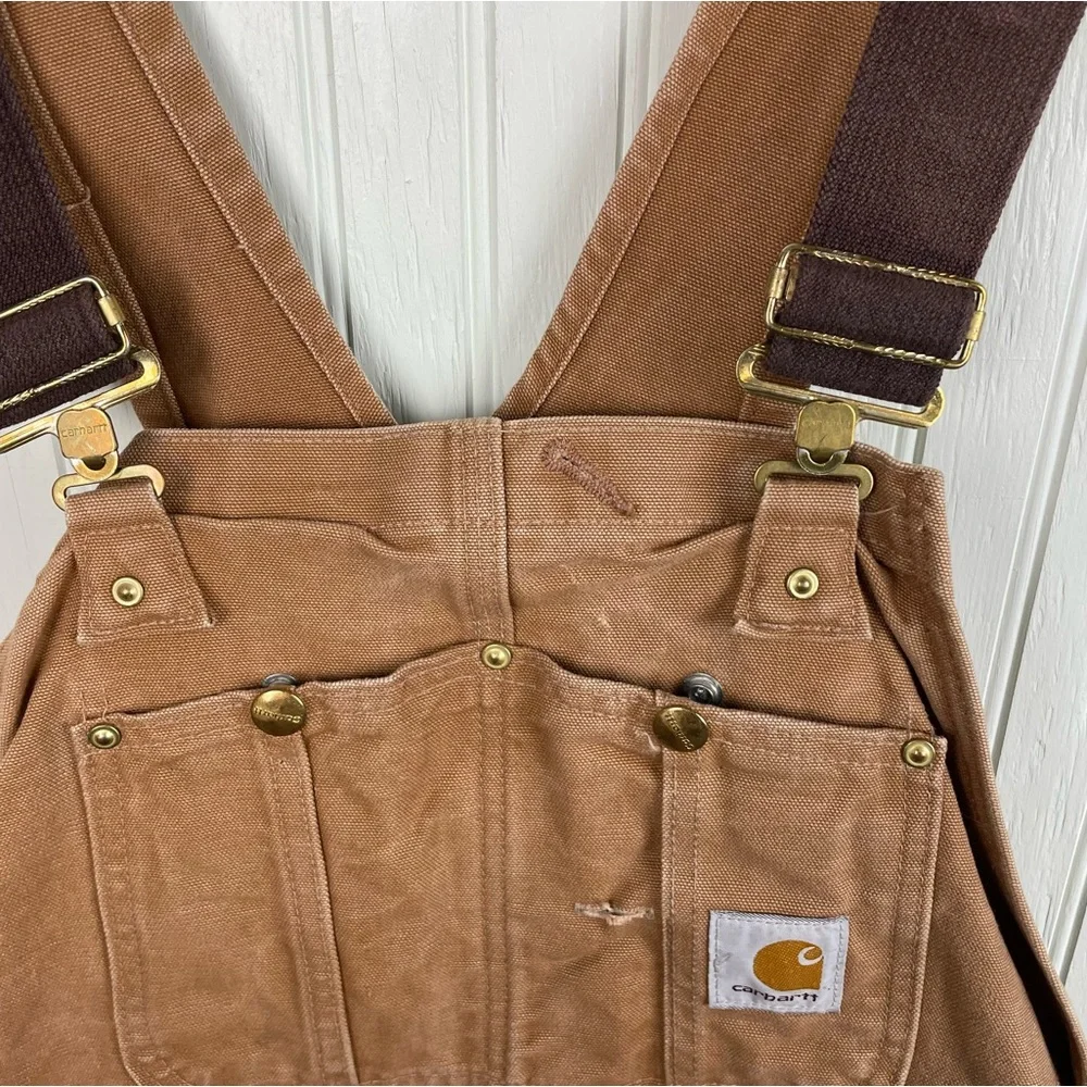 Vintage Carhartt Insulated Quilt Lined Double Knee Bib Overalls R02 Size 44 x 32